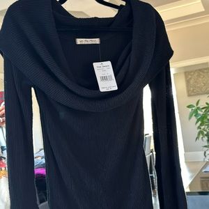 Free people off the shoulder black sweater